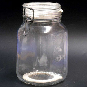 Italian Glass Square Wire Bail Glass Jar bottle